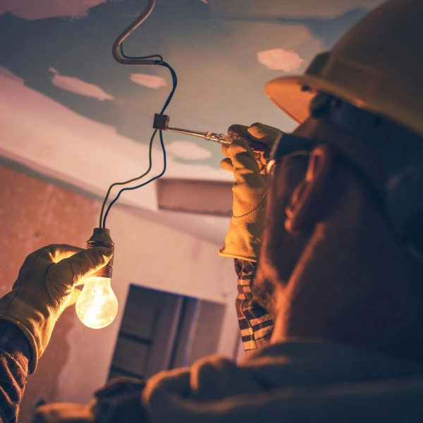 A man fixing a bulb in Dubai Apartment