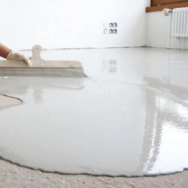 White Color Thick Floor Painting in Dubai